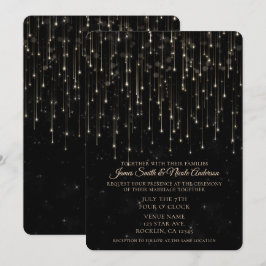Convites Estrelas Cadentes Brilhantes Preto Chic Casamento 
