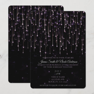 Convites Estrelas Cadentes Cintilantes Roxo Chic Casamento 