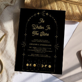 Convites Estrelas Celestiais Chá de panela Dourado da Lua N