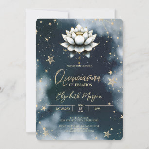 Convites Estrelas Celestiais White Lotus Sky Quinceanera