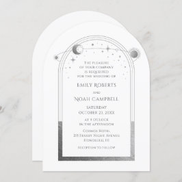 Convites Estrelas da Lua Solar Branca Celestial