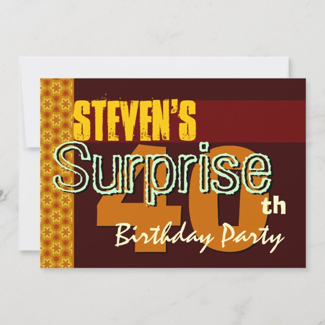 Convites Estrelas de aniversário de 40 anos Dourado e Choco (Frente)