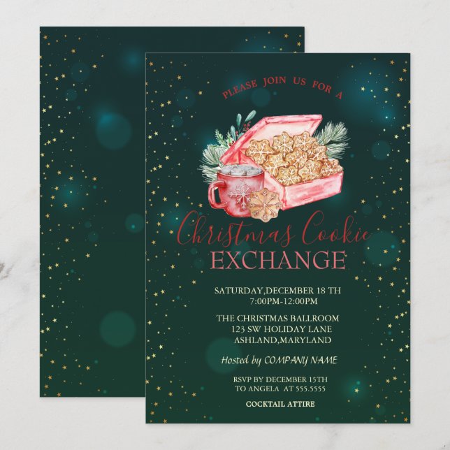 Convites Estrelas de Biscoito de Natal Natal Verde (Frente/Verso)