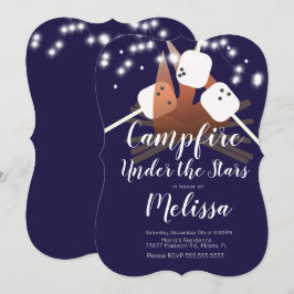 Convites Estrelas de Campfire Marshmallow acampam em festas