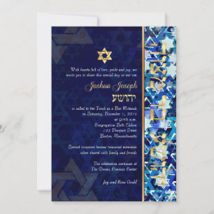 Convites Estrelas de drenagem PixDezines/Bar Mitzvah/azul e