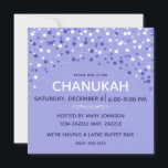 Convites Estrelas de Hanukkah Azul e Branco<br><div class="desc">Convite azul claro com estrelas brancas e azuis agrupadas no topo.</div>