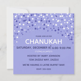 Convites Estrelas de Hanukkah Azul e Branco