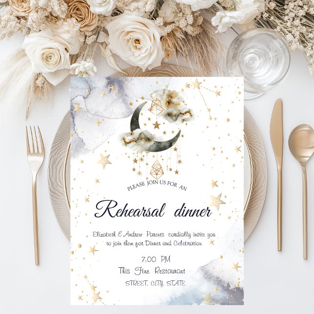 Convites Estrelas de Lua Douradas Celestiais (Criador carregado)