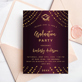 Convites Estrelas de ouro borgonhetas festa de formatura an