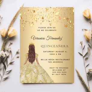 Convites Estrelas de ouro de Quinceanera