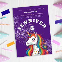 Convites Estrelas do arco-íris Roxo do Unicórnio Roxo