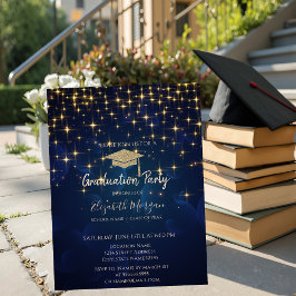 Convites Estrelas Douradas Boné de formatura Marinho Gradua