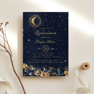 Convites Estrelas Douradas Celestiais Azuis Celestiais Quin