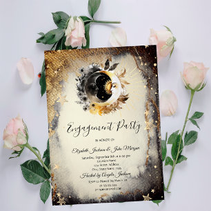 Convites Estrelas Douradas Celestiais Luas Escuras