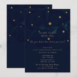 Convites Estrelas Douradas Céu Noturno Azul Escuro Chás de 