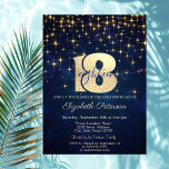 Convites Estrelas Douradas Elegantes Marinho Azul 18ª Festa<br><div class="desc">Uma estrela dourada moderna,  quic e glamourosa sobre fundo azul marinho.</div>