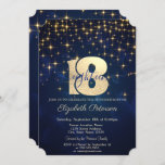 Convites Estrelas Douradas Elegantes Marinho Azul 18ª Festa<br><div class="desc">Uma estrela dourada moderna,  quic e glamourosa sobre fundo azul marinho.</div>