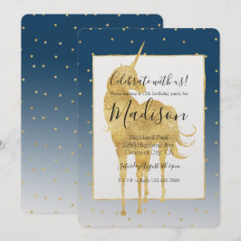 Convites Estrelas Douradas Sky Shine Bright Unicorn Ombre A