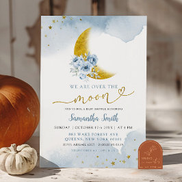 Convites Estrelas e Chá de fraldas Azul Lua Dusty