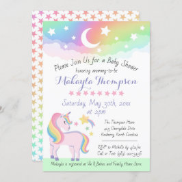 Convites Estrelas e Chá de fraldas Mágico de Unicórnio Arco