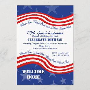 Convites Estrelas e Listras Bem-vindo em Casa Militar