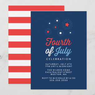 Convites Estrelas e Stripes  Celebração de 4 de julho
