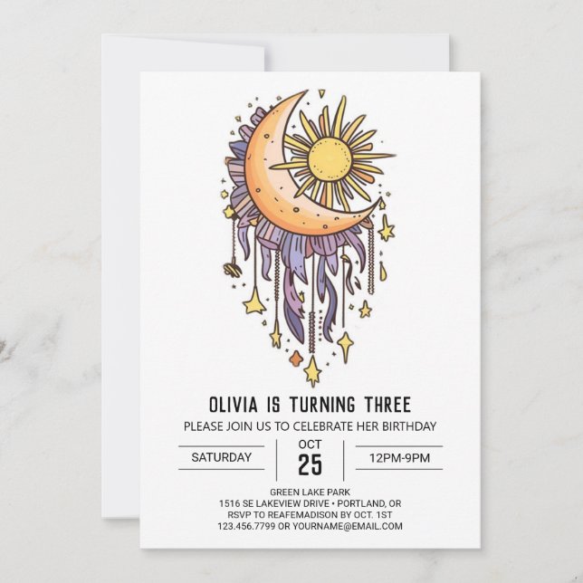 Convites Estrelas Elegantes Simples Aniversário Digital (Frente)