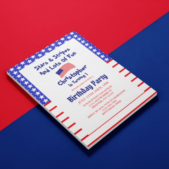 Convites Estrelas & Listras 1º Aniversário (Criador carregado)
