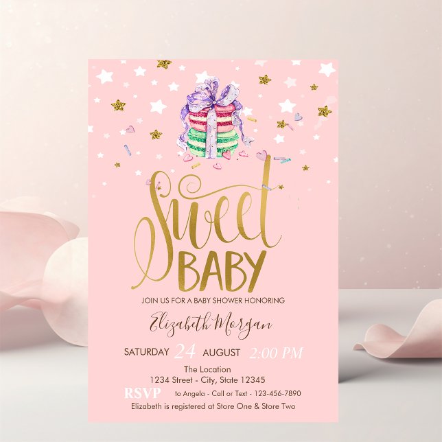 Convites Estrelas Macarons Franceses Chamada Baby Shower (Criador carregado)