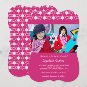 Convites Estrelas Modernas da Fúcsia convidam David Bat Mit