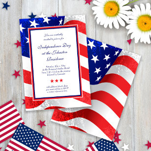 Convites Estrelas Patriot Vintage Americanas e Bandeiras Am