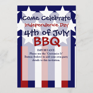 Convites Estrelas Patrióticas Bandeiras da Liberdade 4 de j