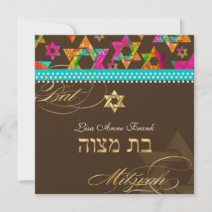 Convites Estrelas Psicodélicas PixDezines, Bat Mitzvah