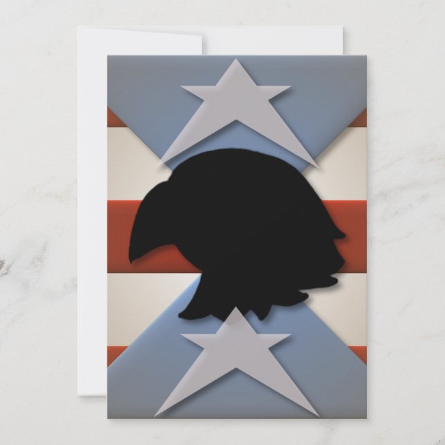 Convites Estrelas Red Flag Eagle Silhouette (Frente)