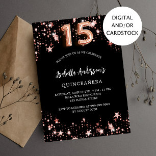 Convites Estrelas rosa de Quinceanera