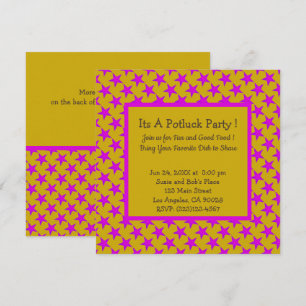 Convites Estrelas Rosa no Padrão Amarelo Potluck