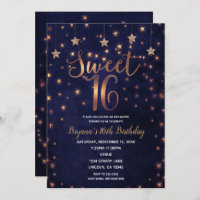 Estrelas Roxas e Douradas Celestial Sky Sweet 16 P