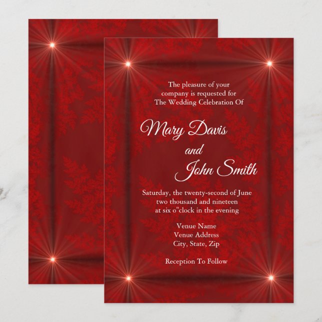 Convites Estrelas Vermelhas Veludo (Frente/Verso)