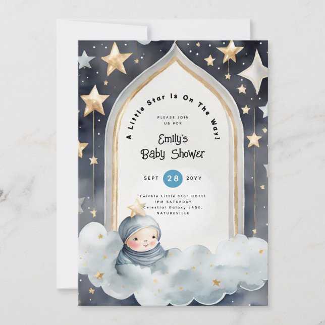 Convites Estrelinha Brilhante CHUVA DE BEBÊ ou 1º ANIVERSÁR (Frente)