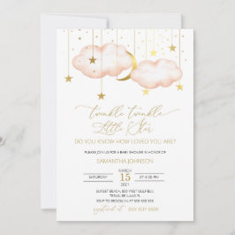 Convites Estrelinha Brilhante, Lua e Estrelas Blush