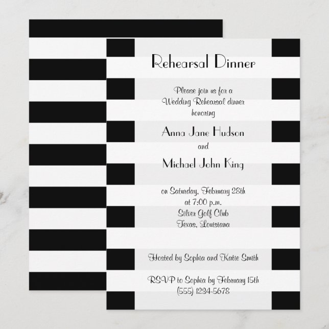 Convites Estrias, Linhas, Janto de ensaio, em preto e branc (Frente/Verso)