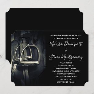 Convites Estribos de Prata Elegantes em Sela de Montar Ingl