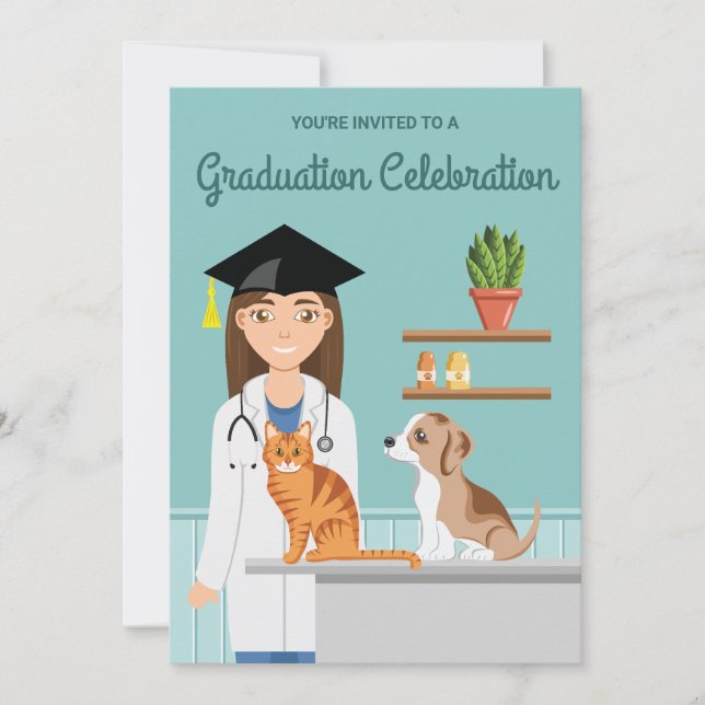 Convites Estudante de Veterinária Formatura DVM (Frente)