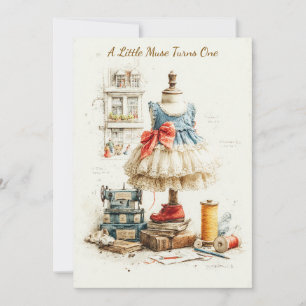 Convites Estúdio de Couture e Vestido Shabby Chic 1º aniver