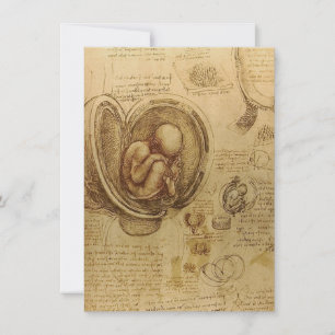 Convites Estudo do feto de bebê por Leonardo da Vinci