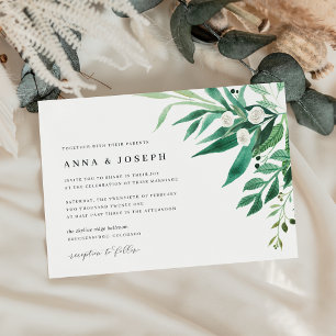 Convites Estufa Casamento de Folhagem de Aquarela Verde