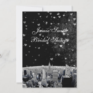 Convites Etched NYC Skyline #2 Preto Wht Hrt Noiva Churrasc