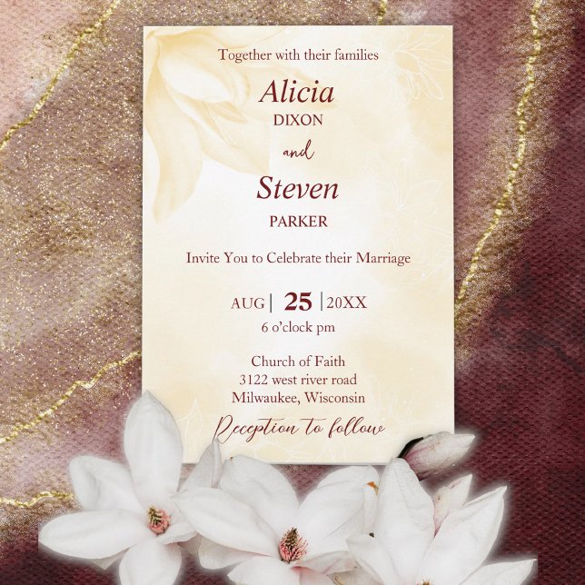 Convites Eteal Magnolia Flower, Casamento (Criador carregado)