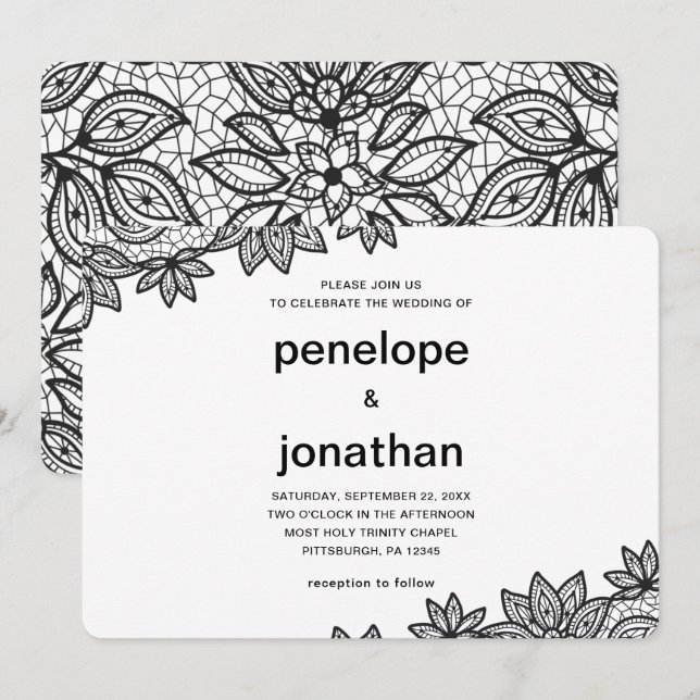 Convites Eterno Casamento de Lace (Frente/Verso)