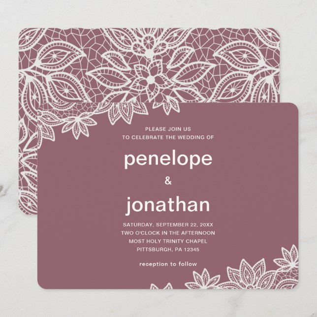 Convites Eterno Casamento de Lace (Frente/Verso)